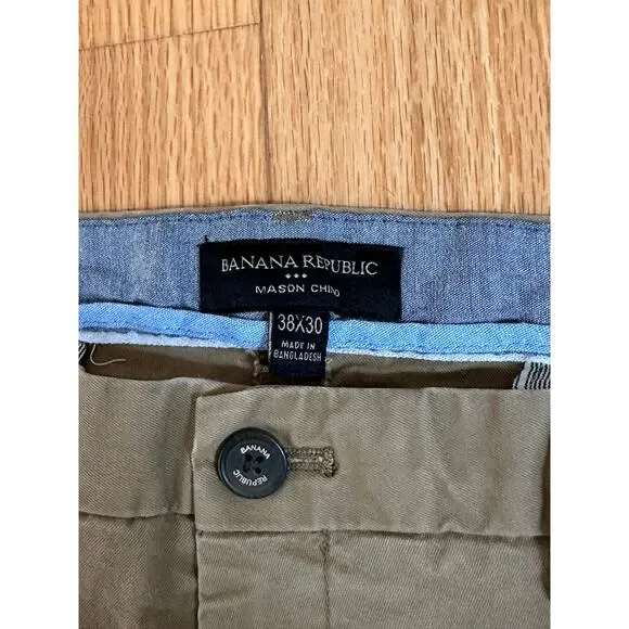 Banana Republic Mens Mason Chinos, Olive Green, 38x30 - Picture 2 of 6